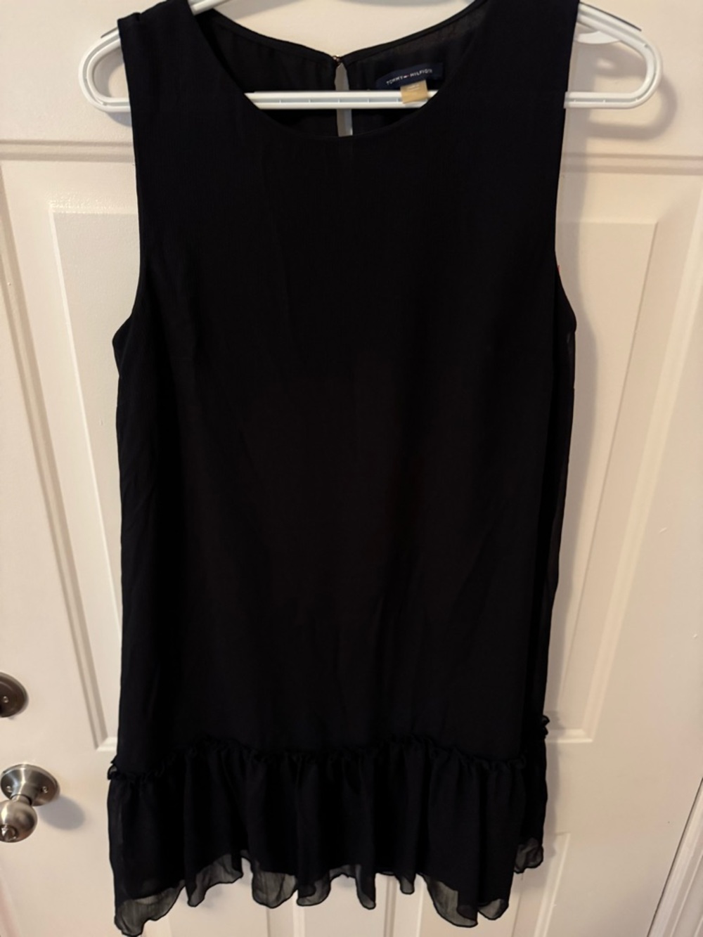 Tommy Hilfiger Black Sleeveless Ruffle-Hem Dress